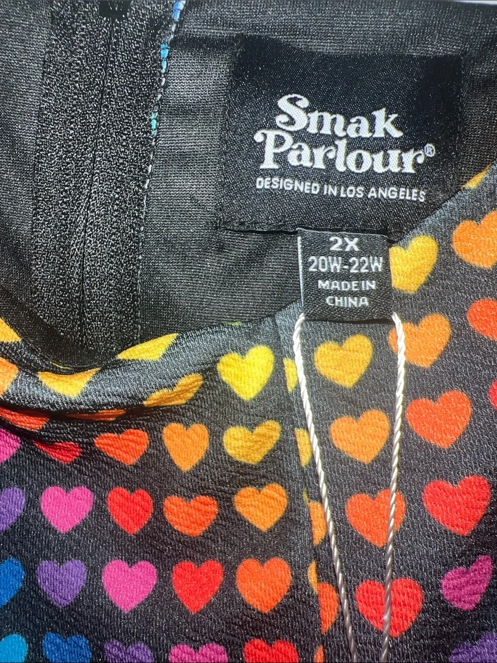 Smak Parlour Black & Rainbow Heart Chevron Midi Skirt